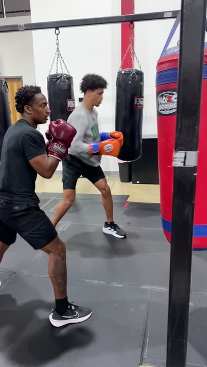 Football athlete performing a bounding drill in training